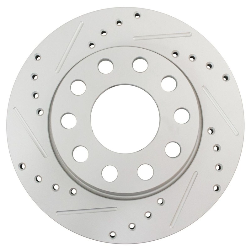 TRQ Performance Brake Rotor Drilled & Slotted Coated Rear Pair for Audi A4 gallery