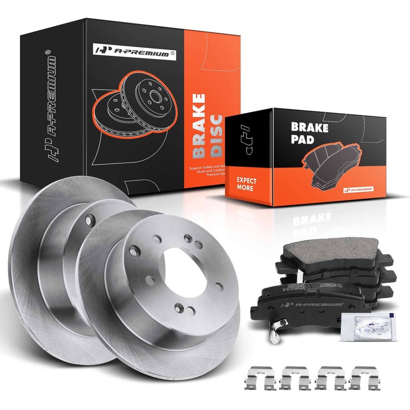 Disc Brake Rotor & Ceramic Brake Pads Rear for Kia Soul 2010 2011-2013 1.6L 2.0L