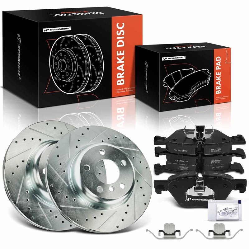 6Pcs Front Drilled Brake Rotor & Ceramic Brake Pad for BMW 528i xDrive 12-16 F10 gallery