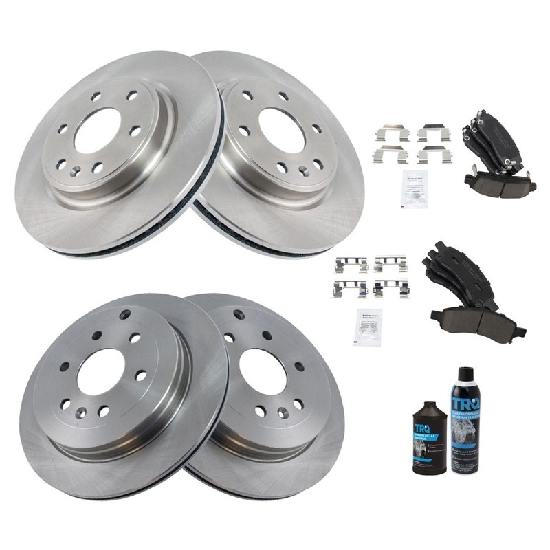 TRQ Brake Rotor & Premium Posi Ceramic Pad Front & Rear Kit w/Chemicals for GM gallery