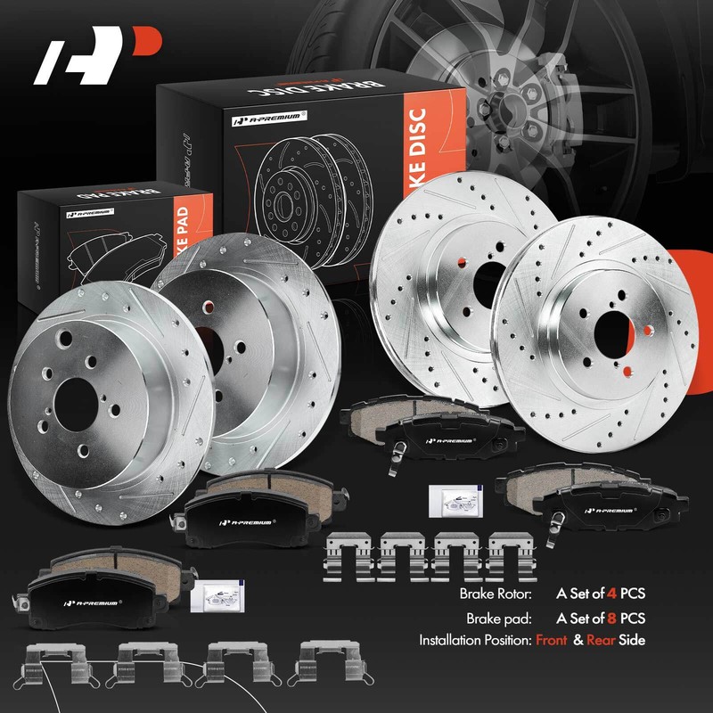 Drilled Brake Rotors & Brake Pads Front and Rear for Subaru Impreza Crosstrek gallery