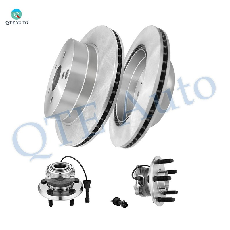 Set 4 Rear 303mm Brake Rotors-Wheel Hub Bearing For 2010-2017 Chevrolet Equinox