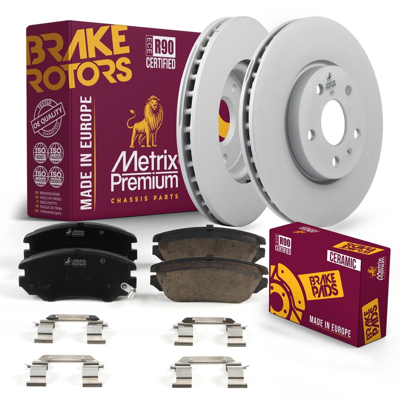 Front Brake Rotor + Ceramic Disc Brake Pad Set Kit for 13-15 Chevrolet Malibu