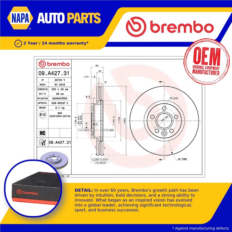 2x Brake Discs Pair Vented fits VOLVO V60 Mk1 1.5 Front 15 to 18 300mm Set New