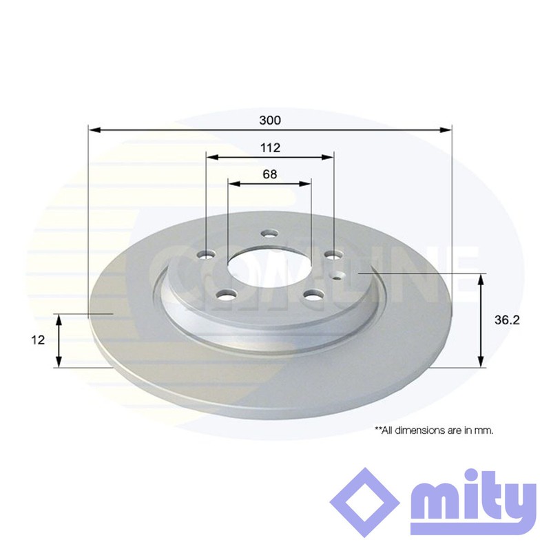 Fits Audi A4 2005- A5 2007- A6 2010- Q5 2008-2017 Brake Disc Rear Mity #1