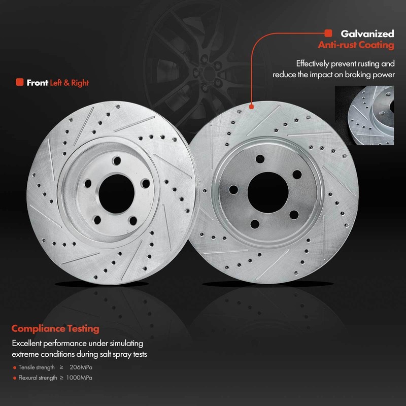 Front & Rear Drilled Rotors & Brake Pads for Chevrolet Malibu 04-12 Pontiac G6 gallery