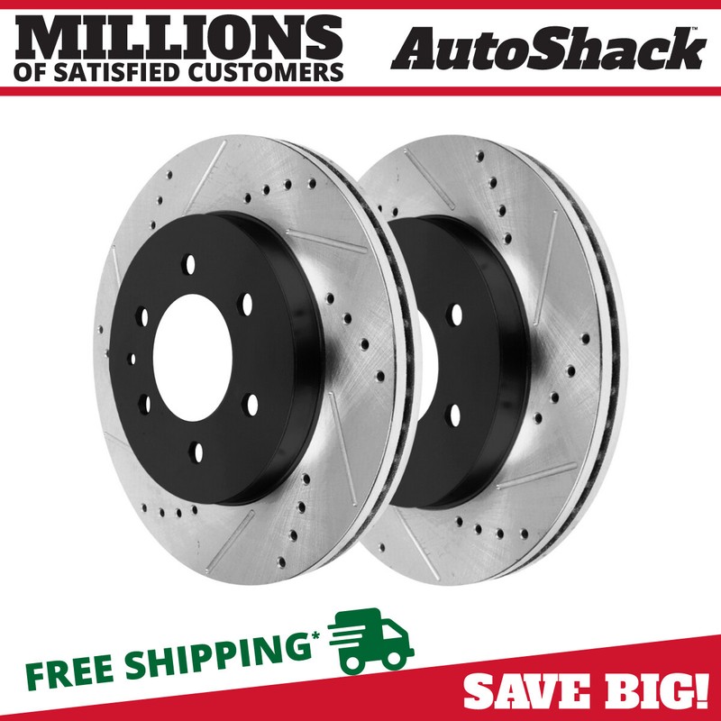 Front Drilled Slotted Brake Rotors Black Pair 2 for 2010-2016 Cadillac SRX 3.6L