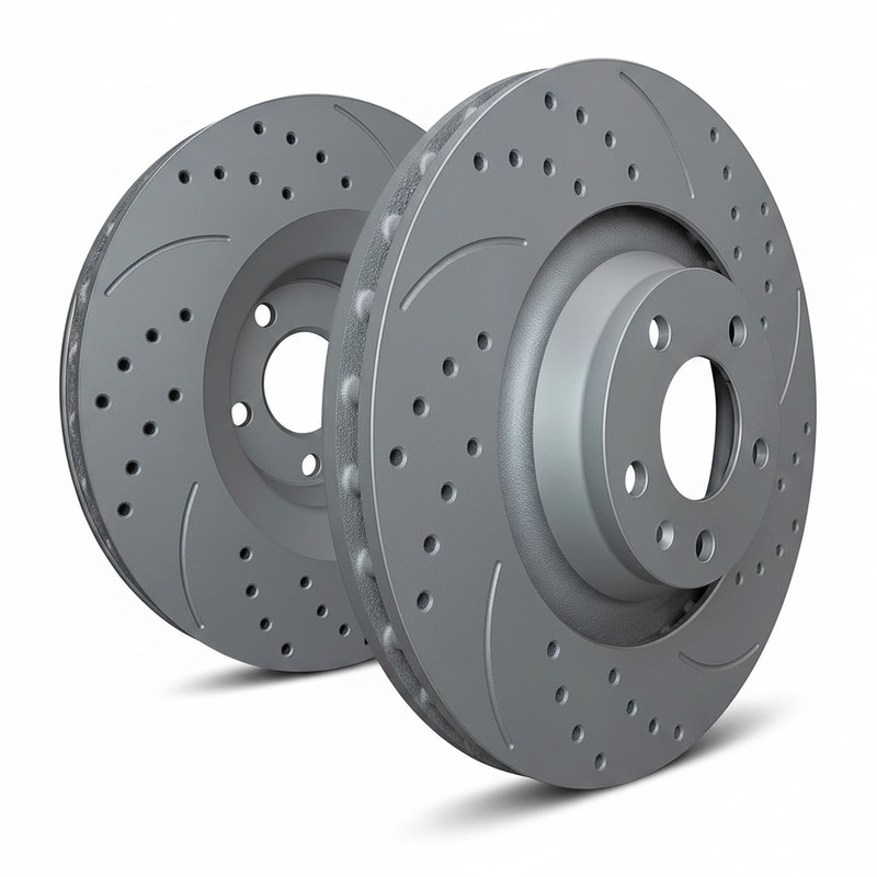 SP Performance S55-2153 Dbl-Drill/Slotted Grey Rear Rotors 16-24 Chevy Camaro SS