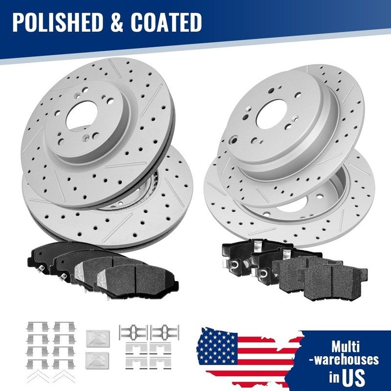Front Rear Brake Disc Rotors & Ceramic Pads For Honda Cr-V 2012 2013 2014 – 2016