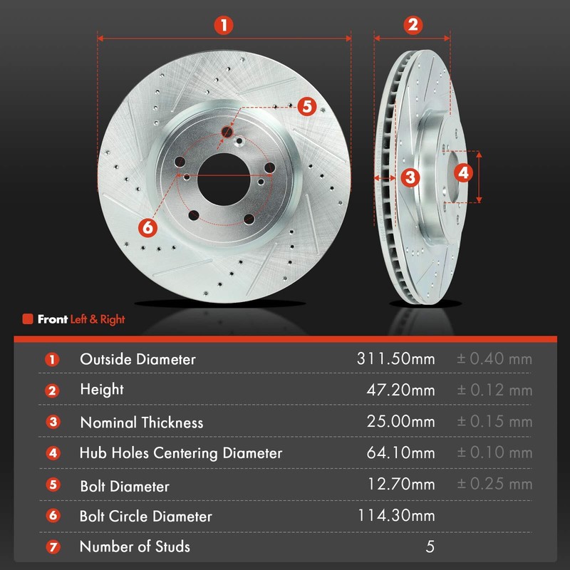 Drilled Brake Rotors & Ceramic Brake Pads for Honda CR-V 2017-2022 Front & Rear gallery