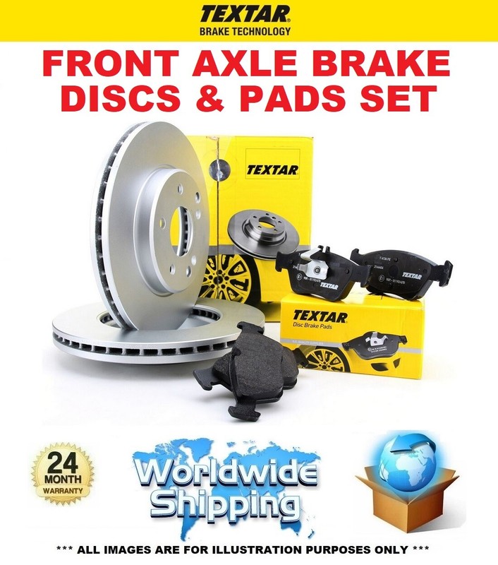 TEXTAR Front Axle DISCS & PADS for JAGUAR F-PACE 2.0 SD4 AWD 2017-on