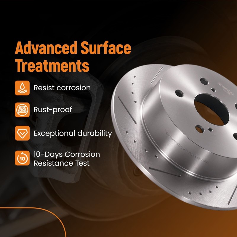 Rear Drilled Slotted Brake Rotors Ceramic Pads for Toyota Camry 2007-2011 S31433 gallery