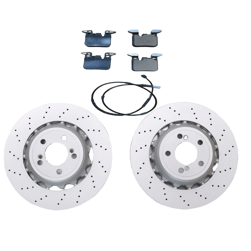 NEW Brake Rear Cross-Drilled Rotors Disc Pad Kit FOR Hella Low-Met F87 M2 F80 M3