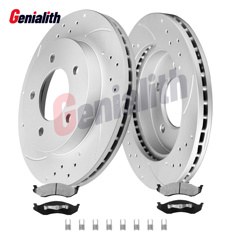Front Drilled Brake Rotors & Pads For Jeep Cherokee 1999-2005 2006 TJ Wrangler