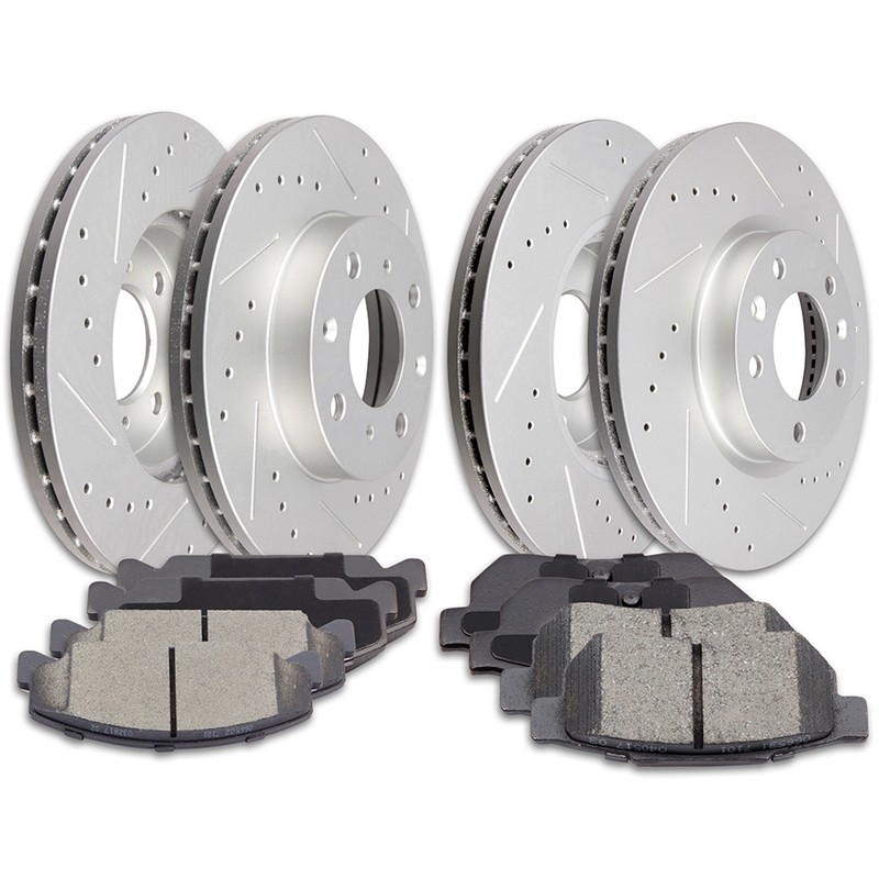 4X Brake Rotors 8X Metallic Pads Front & Rear For 2010-2011 Honda Civic