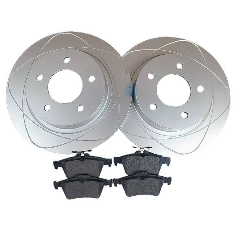 Rear Premium Slotted-Vented Disc Brake Rotors & Pads, Fits Mazda 3 05-13 280mm