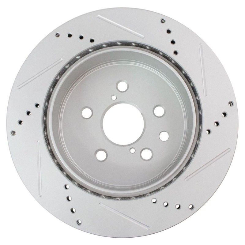 Rear Posi Ceramic Brake Pad & Performance Drilled Slotted Rotor Kit gallery
