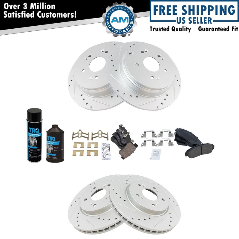 Front Rear Ceramic Brake Pad & Performance Rotor Kit w/Chemicals
