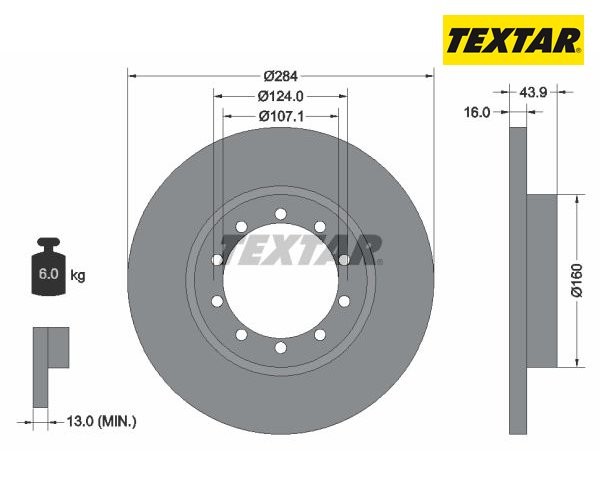 2pcs Brake Disc Textar 93242500 for Ford Transit Box