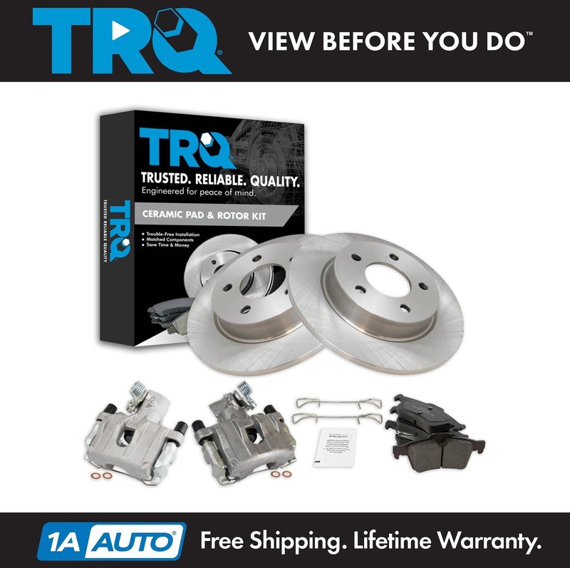 TRQ Rear Brake Calipers Ceramic Pads & Rotors Fits 2004-2005 Mazda 3
