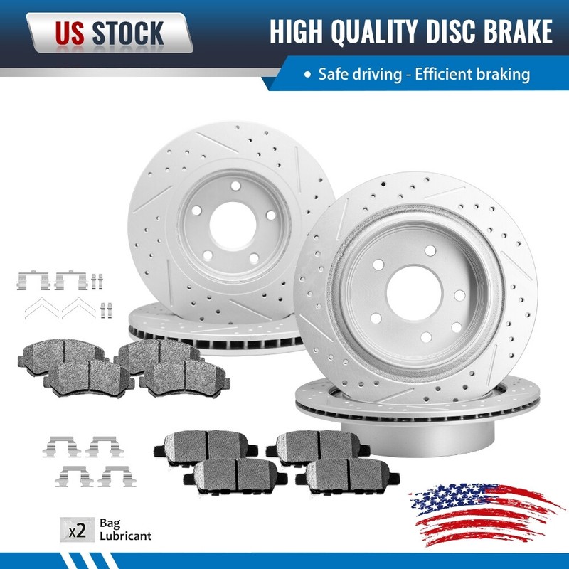 Front + Rear Disc Brake Rotors and Brake Pads for 2008 2009 – 2013 Nissan Rogue