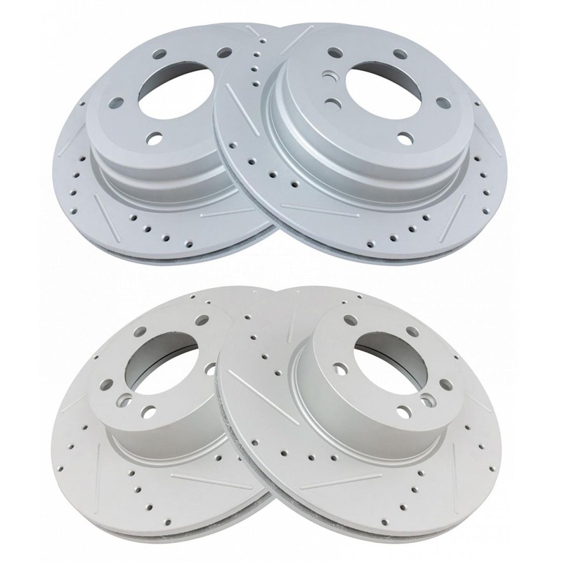 TRQ Performance Brake Rotor Drilled & Slotted Coated Front & Rear for BMW gallery