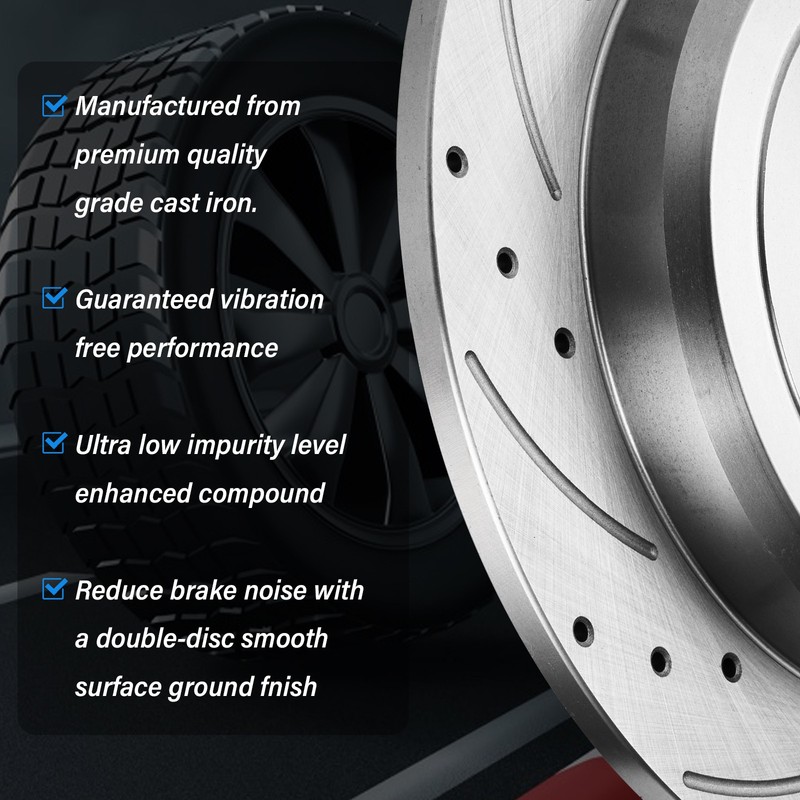 Rear Drilled & Slotted Brake Rotors for 2007-2018 Jeep Wrangler gallery
