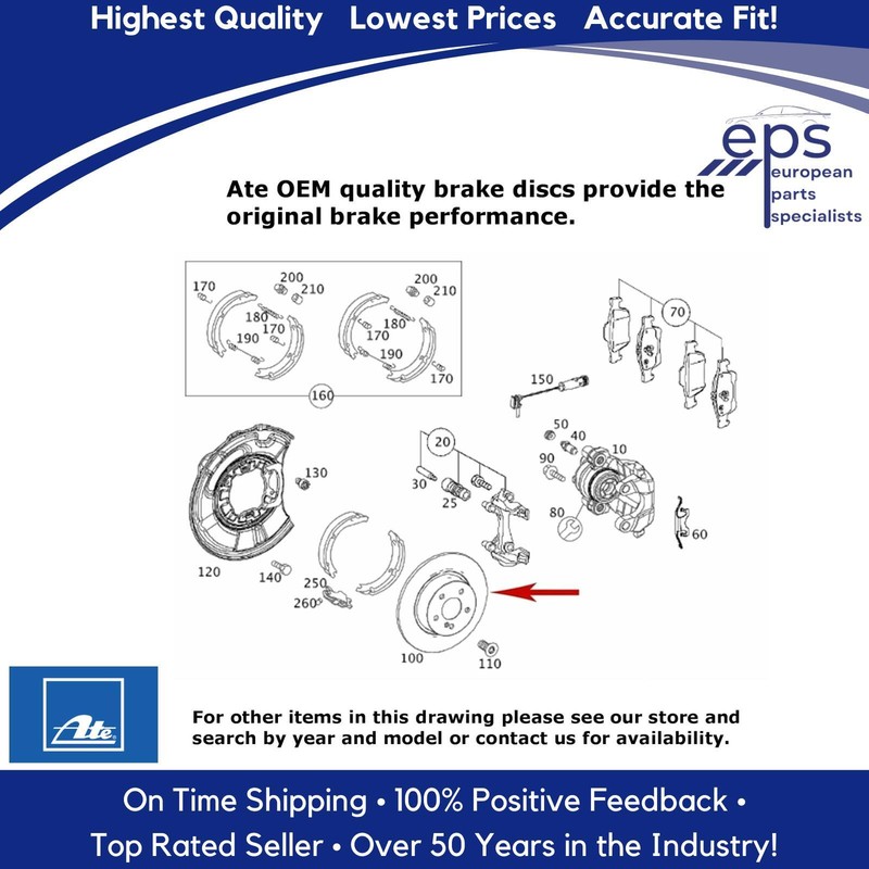 Rear Coated Brake Disc Rotor Select 03-09 Mercedes E-Class and 2014-16 E250 Ate gallery