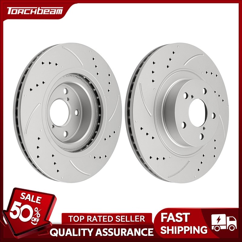 2x Front Drilled Slotted Brake Rotors For 2014 2015 2016 Forester Outback 31407