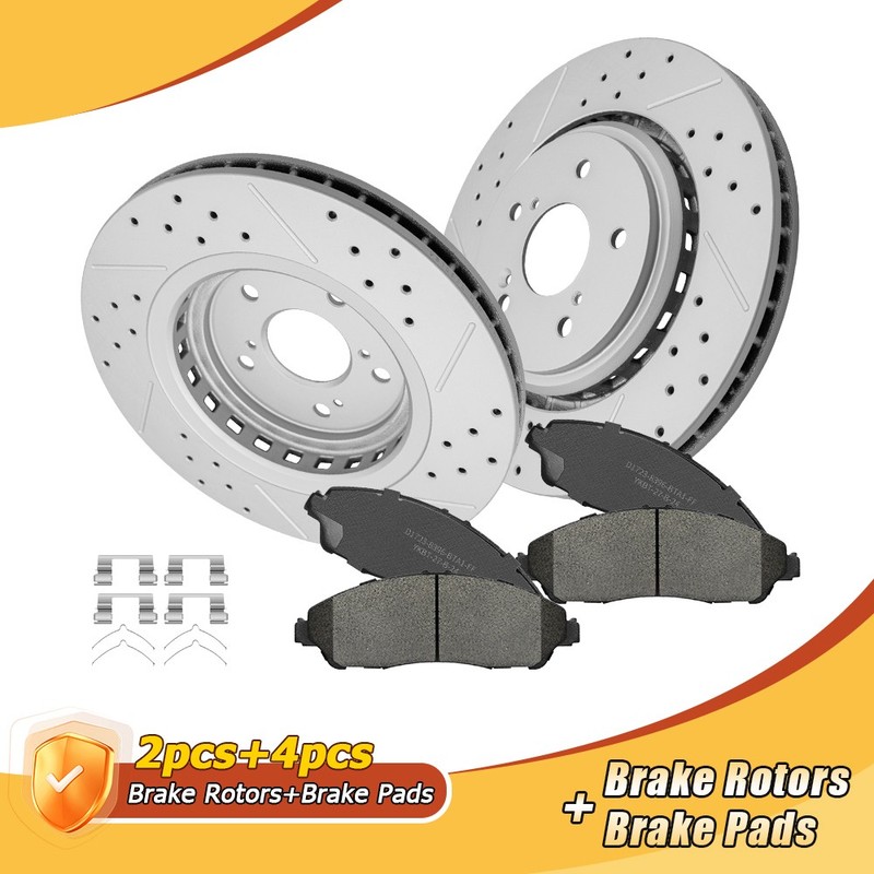 Front Drilled & Slotted Brake Rotors+Ceramic Pads For Acura MDX 2014 2015 2016