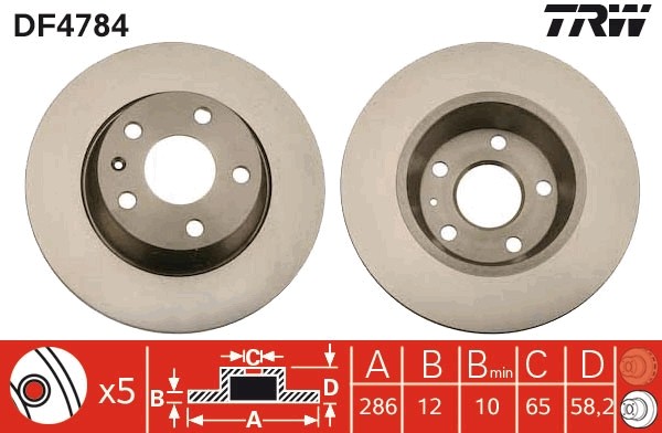 2x DF4784 TRW brake disc for Audi