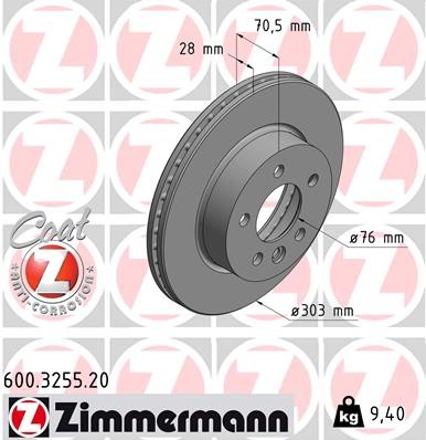 Zimmermann 600.3255.20 Brake Disc for MAN, VW