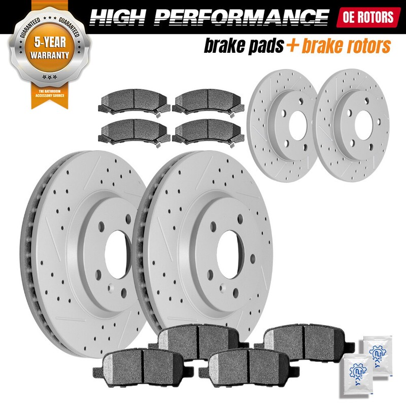 Front & Rear Disc Rotors & Ceramic Brake Pads for 2011 2012 2013 Chevy Impala