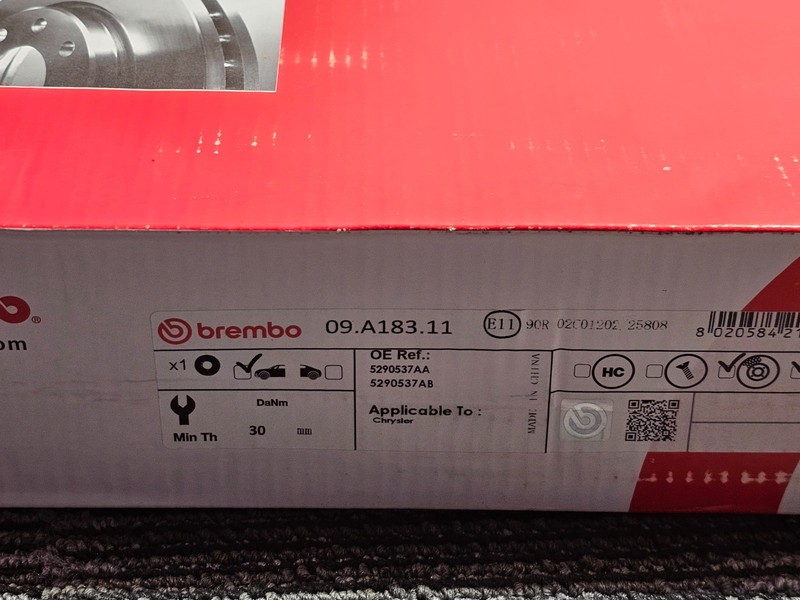 (QTY 2) Brembo 09.A183.11 UV Vented Front Brake Rotor For Dodge Charger 06-20 gallery
