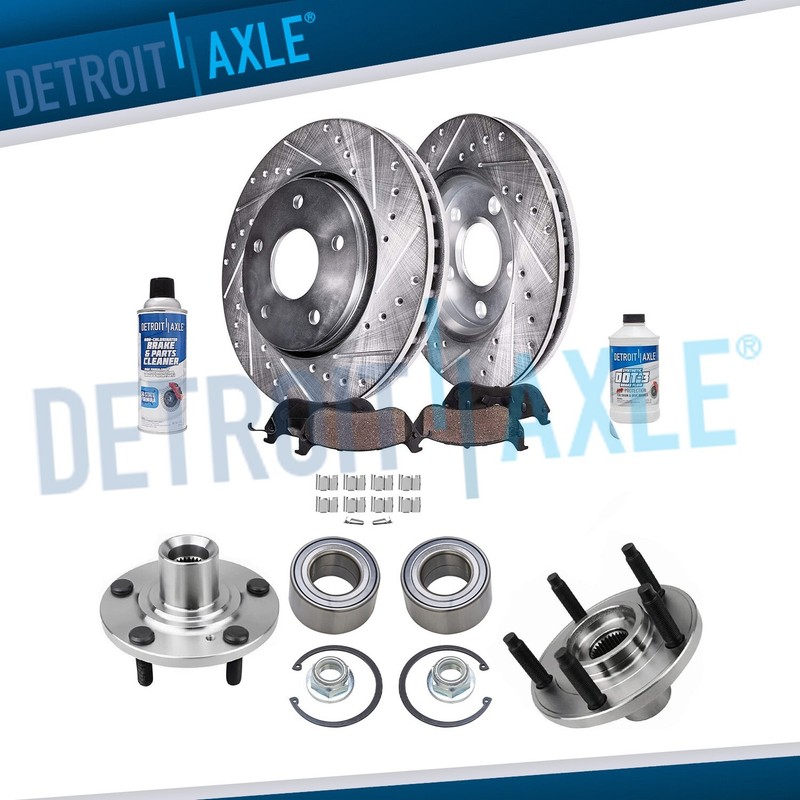 Front Drilled Rotors Brake Pads Wheel Bearing Hubs Kit for Ford Edge Lincoln MKX