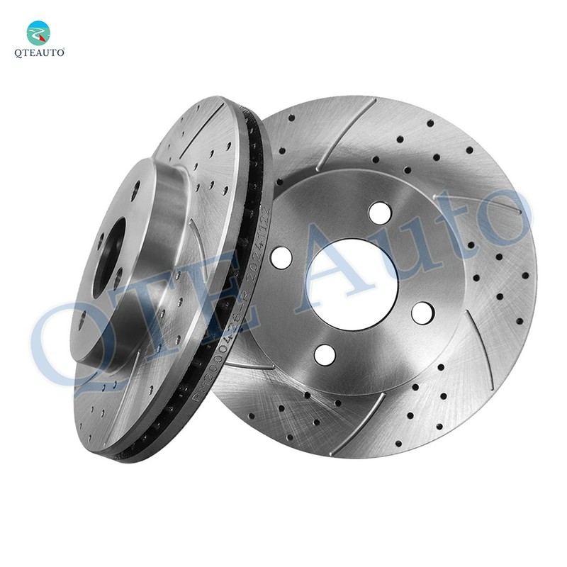 Front 256.05mm Drilled Slotted Brake Disc Rotors For 2005-2010 Chevrolet Cobalt