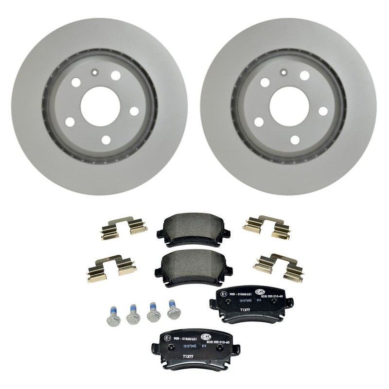 Hella Rear Rotors Low-Met Disc Brake Pad Kit For TT TTS Quattro AWD