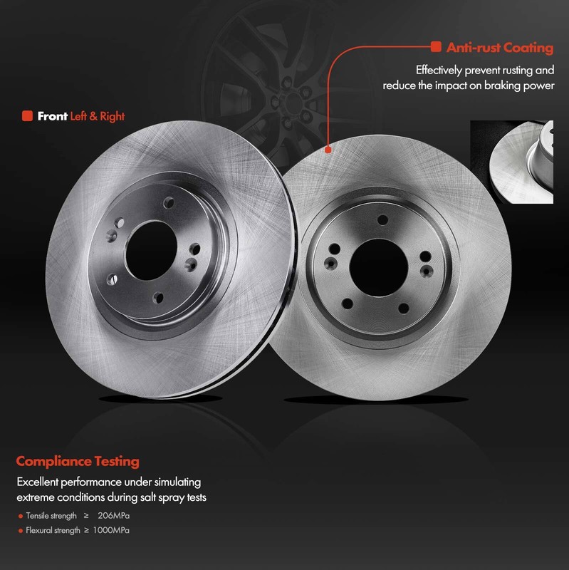 6Pcs Front Disc Brake Rotors & Ceramic Brake Pads for Hyundai Santa Fe XL 15-16 gallery