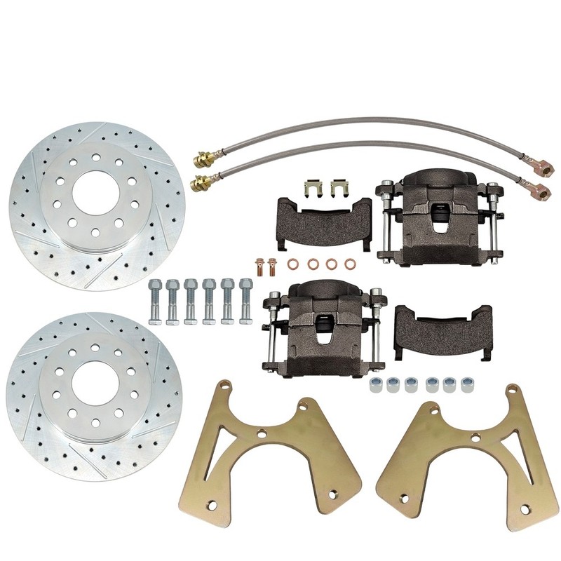 Bolt-On Rear Disc Brake Conversion Kit For GM 10 & 12 drilled & slotted rotors gallery