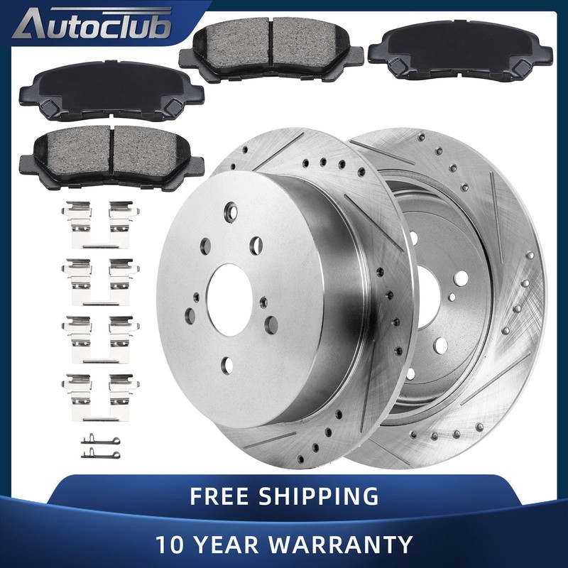 Rear Drilled Disc Rotors Brake Pads Kit for 2008 2009 – 2013 Toyota Highlander