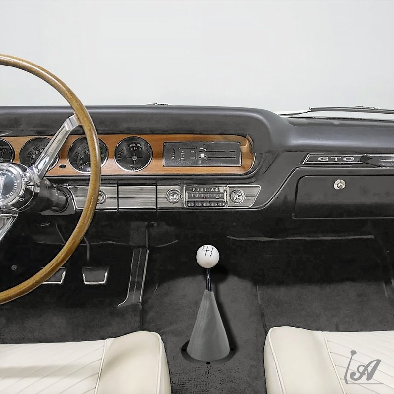 Grey Vertical Shifter or Emergency Brake Boot with Round Black Trim Ring Hot Rod gallery