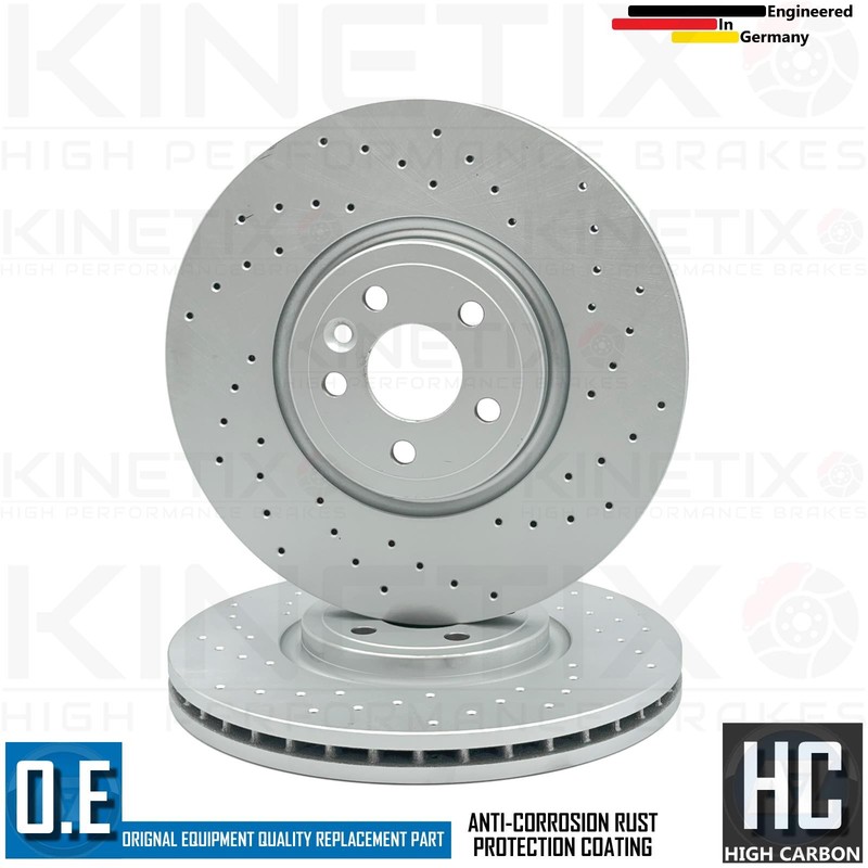 FOR JAGUAR F-PACE F PACE 2.0 P400e X761 CROSS DRILLED FRONT BRAKE DISCS 350mm gallery