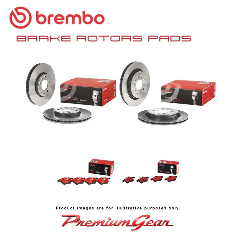 Front+Rear Brembo UV Coated Disc Rotors+NAO Brake Pads for Saab 9-3 D75 02-12