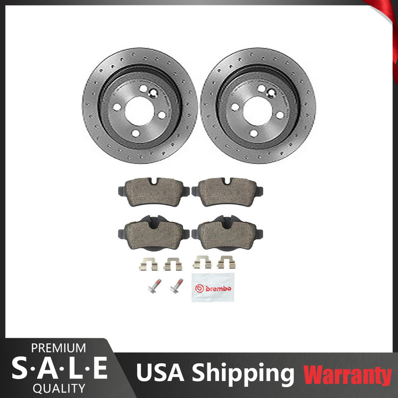 Brembo Rear Brake Kit Ceramic Pads Xtra Disc Rotors for Mini Cooper R52 R56 R58
