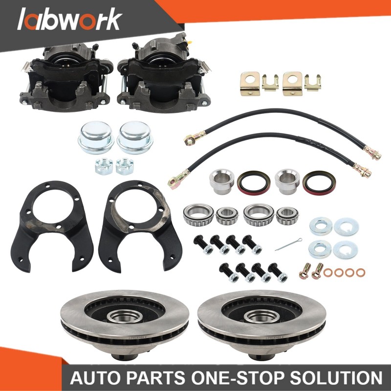 Labwork Disc Brake Kit, 5 on 4-1/2, Metric Caliper, For Ford 1937-48 Spindle gallery