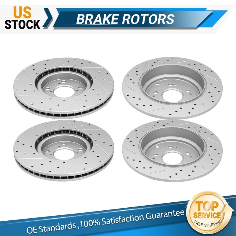 Front and Rear Drilled & Slotted Brake Rotors for Acura MDX ZDX Honda Pilot