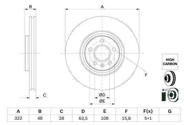 Fits Volvo XC60 V90 S90 V60 XC40 S60 + Other Models Bosch Front Brake Disc gallery