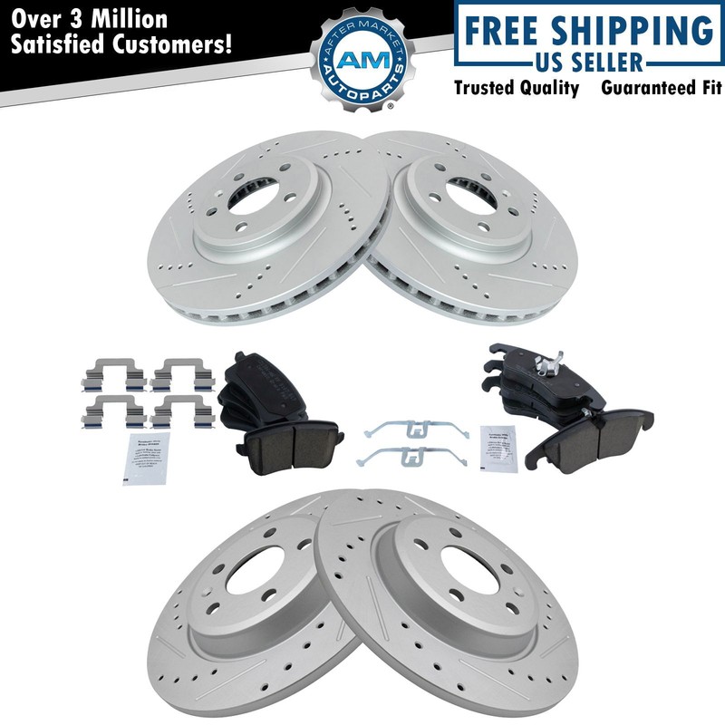 Front & Rear Performance Drilled Slotted Rotor & Posi Ceramic Brake Pad Kit