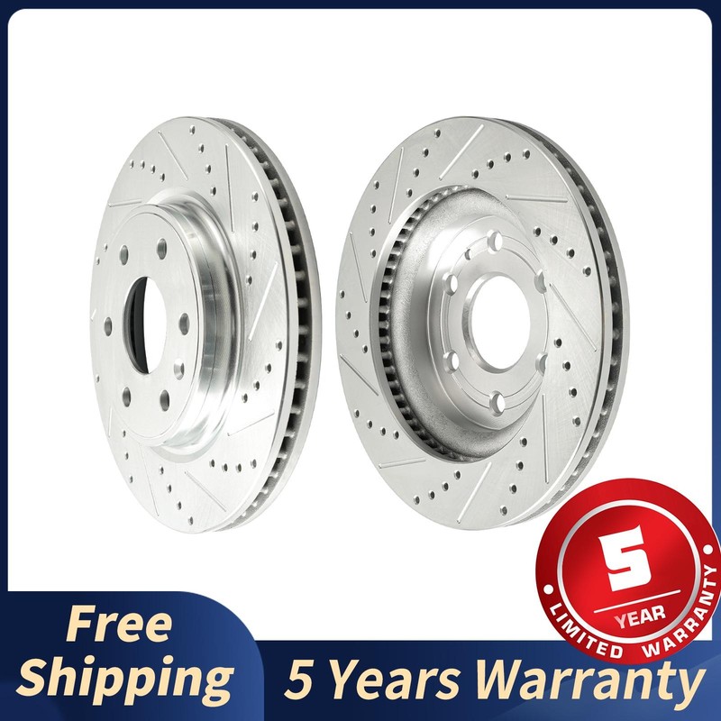 2x Front Drilled Slotted Rotors For 2007-2016 GMC Acadia 2008-2017 Buick Enclave
