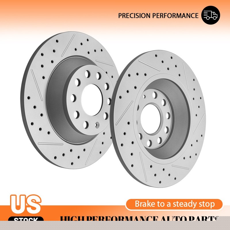 2x Rear Drilled and Slotted Disc Brake Rotors for Audi A6 2006 – 2011 A6 Quattro